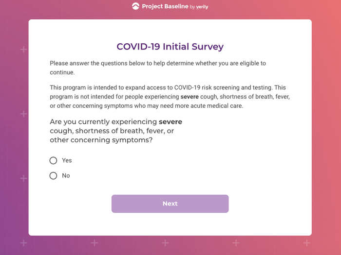 If you click into the survey, you are asked if you are experiencing COVID-19 symptoms