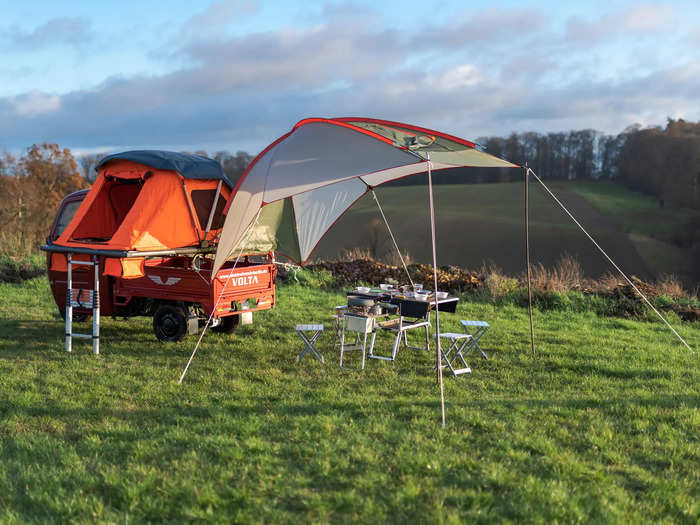 There’s also an awning that provides shade during hot summer camping days.