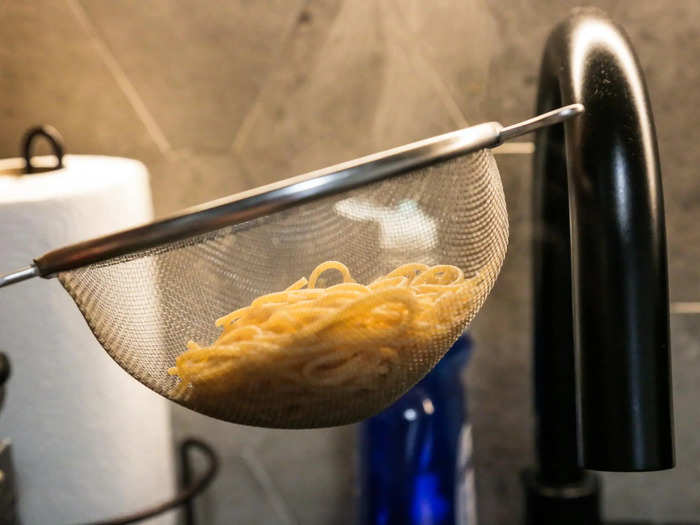 Step 6: Drain your noodles. Again, make sure they don