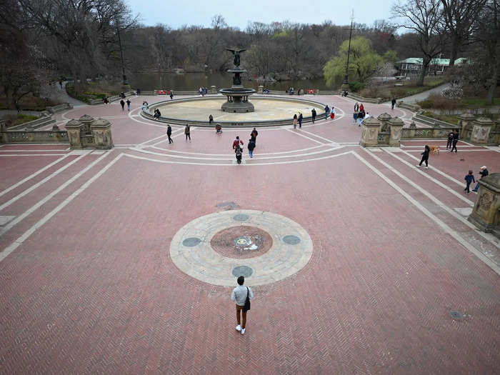 AFTER: On March 14, that same fountain is far quieter. Although, it