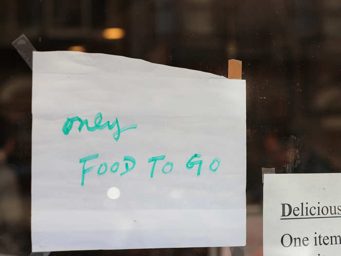 Restaurants can only stay open if they provide takeout food — customers are not allowed to dine in.