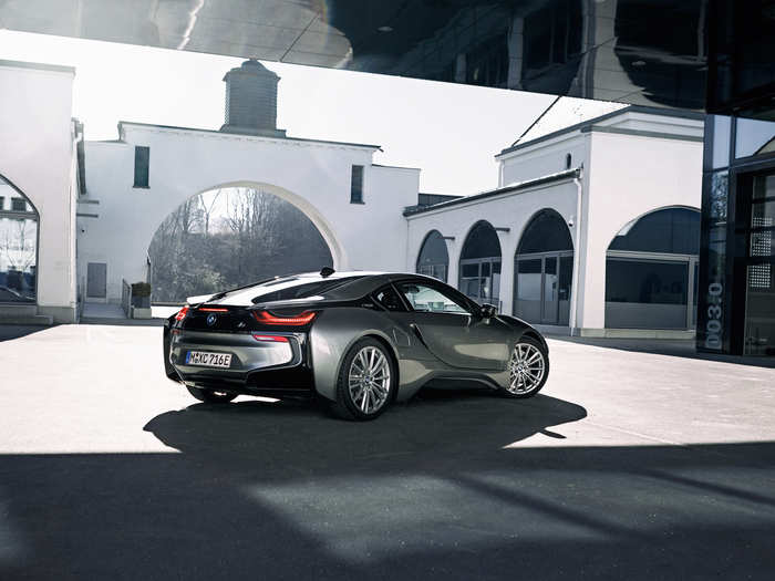 The i8 hits a top speed of 155 mph and has an all-electric range of roughly 33 to 34 miles, depending on the body style.