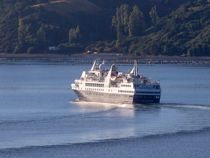 The cruise, carrying 111 passengers and 120 crew members, is now docked in Chile.