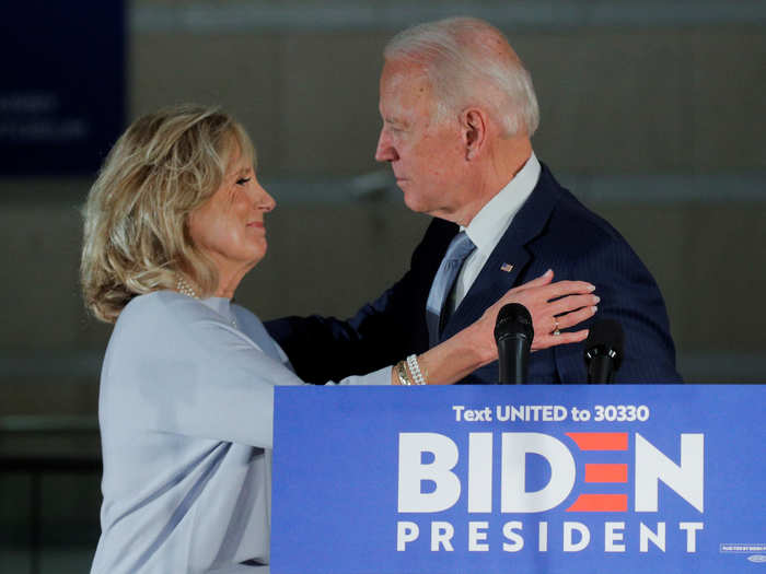 But throughout the race, the Bidens have demonstrated a united front, and Joe has looked to his wife to keep him going. "The happiest times I