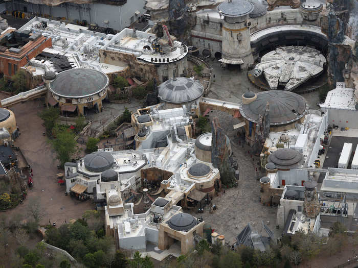 AFTER: On March 16, the Millennium Falcon, a ship from the Star Wars films, sat amid empty streets.