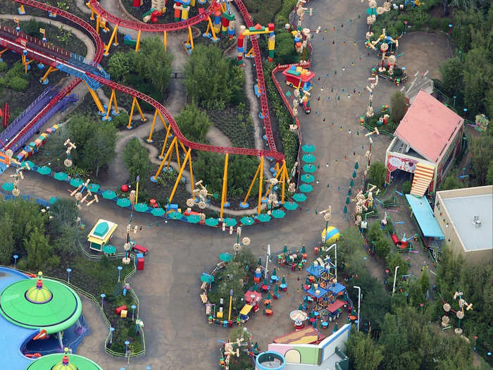 AFTER: The next day, it was empty streets in Toy Story Land. Disney World employs 75,000 people and said they would continue to get paid while the parks were closed.