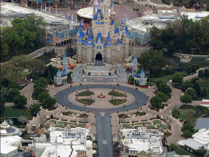 AFTER: Main Street, which leads to Cinderella Castle, was deserted on March 16.