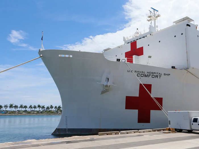 The ship was originally a San Clemente-class super oil tanker before it was converted to what is now the USNS Comfort in 1987.