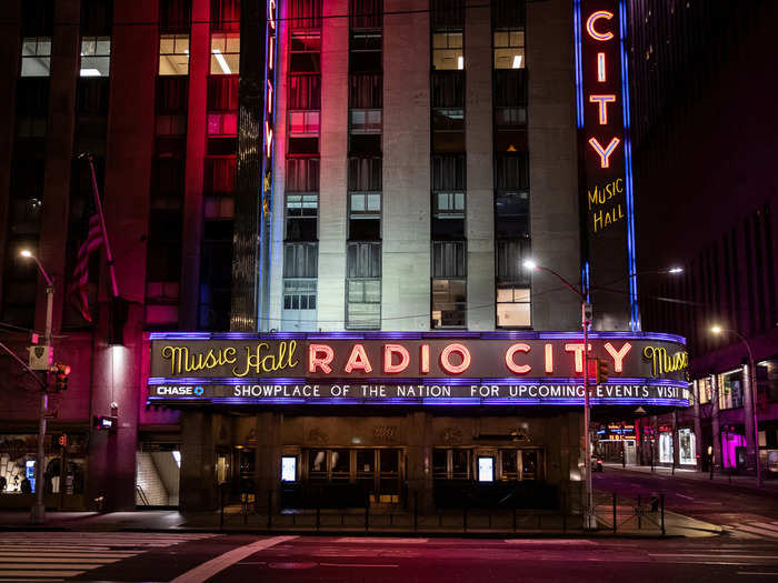 An empty Radio City is seen following the outbreak of the coronavirus disease (COVID-19), in New York City, U.S., March 18, 2020.