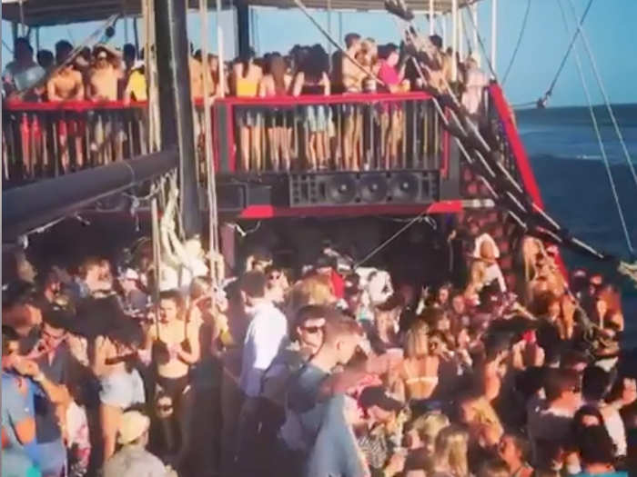 Spring break also appears to still be in full swing in at least one place outside the US. A recent Facebook video showed college students partying on a 250-person "booze cruise" in Nassau, Bahamas.