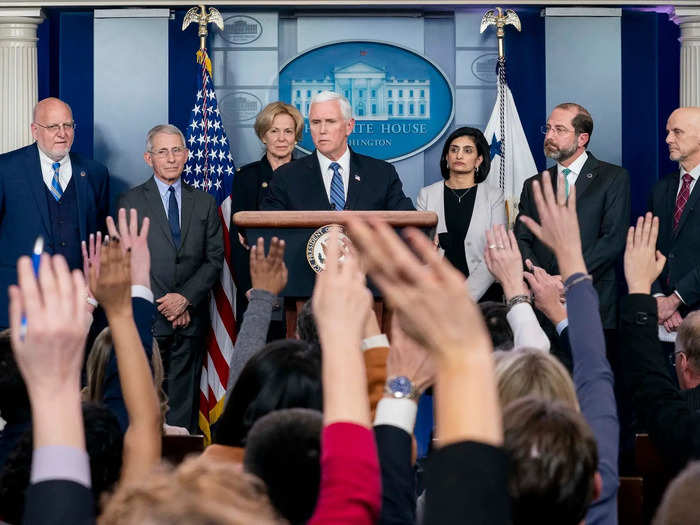 On March 2, as cases continued to rise and spread throughout multiple states, Pence held another crowded press conference.