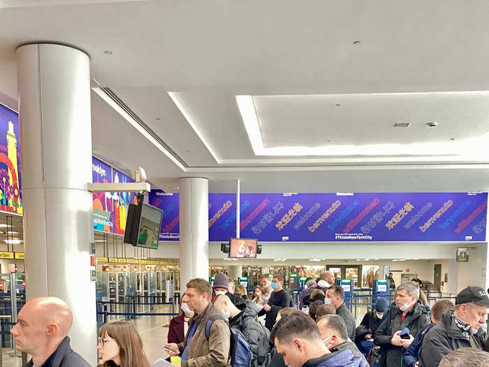 ... And this was the line for diplomats and non-US passport holders. They both merged to feed to the same customs officer.