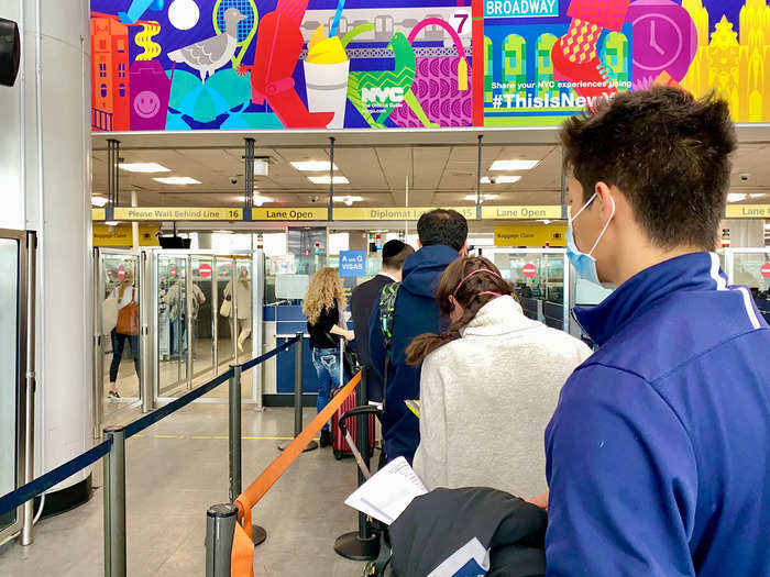 The line situation was confusing. This was a queue for Global Entry members who got the X ...