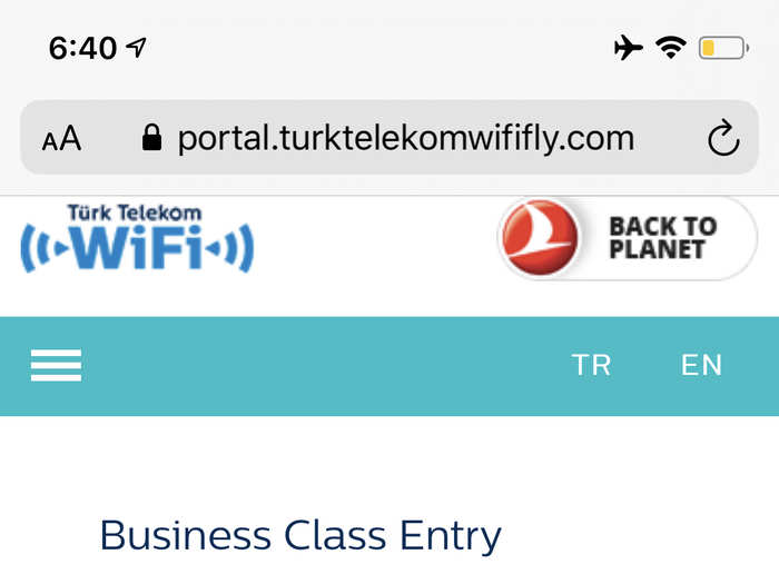 It turns out, though, that business-class passengers on Turkish Air get a free gigabyte. That was enough to last the whole flight.