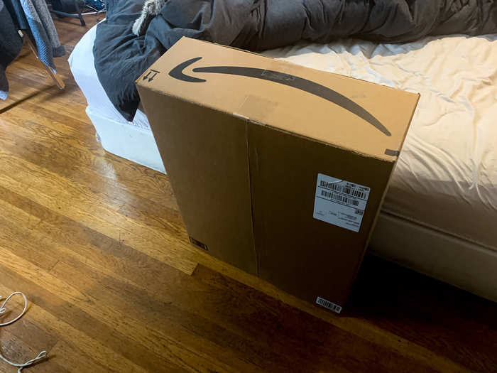 Later on, an Amazon package is delivered.