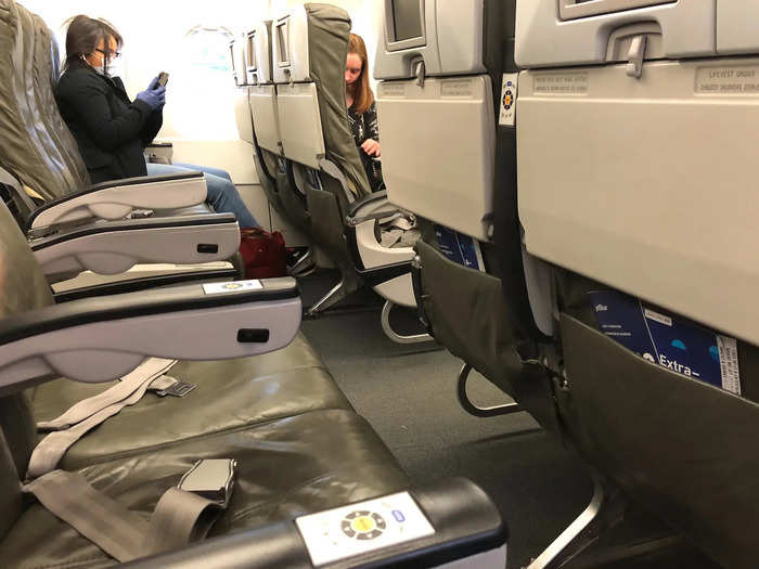 I sat near the front of the plane — seat 7F, and there weren