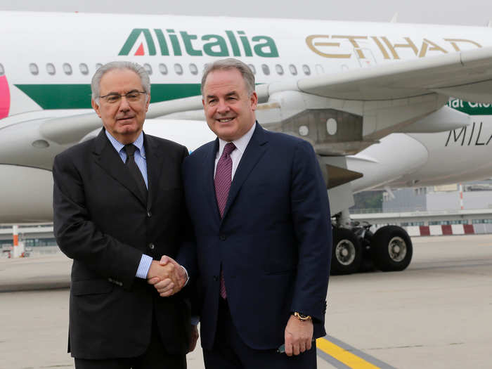 Alitalia saw a new investor in 2015, Eithad Airways, which would take a 49% stake in the airline and Alitalia - Compagnia Aerea Italiana became Alitalia - Societa Aerea Italiana.