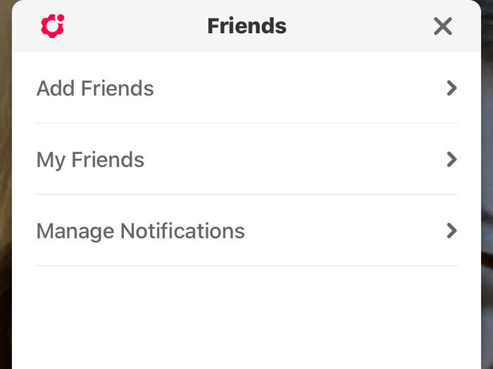 The smiley face button on the top left gives an overview of friends and notification settings.