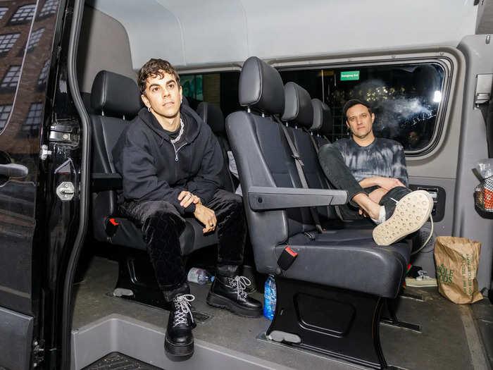 This means the duo — and the two other musicians who play with them while on tour — need to share the three-passenger row Sprinter while on the road.