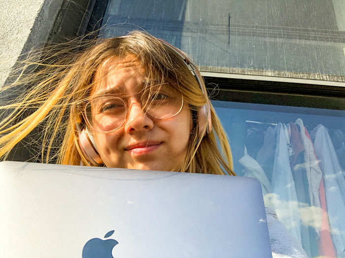 While I enjoyed working outside in the sun, the discomfort of my window ledge seat started to get to me. Sitting on your fire escape is nicer when you