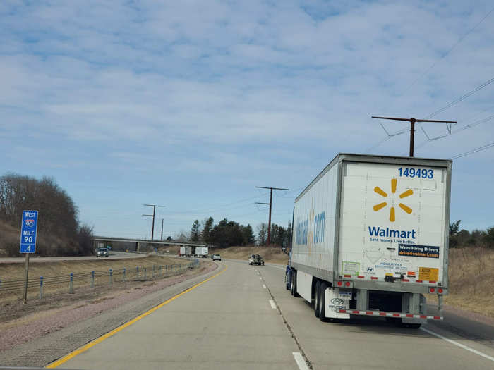 On the last miles home, semis still made up most of the vehicles on the highway.