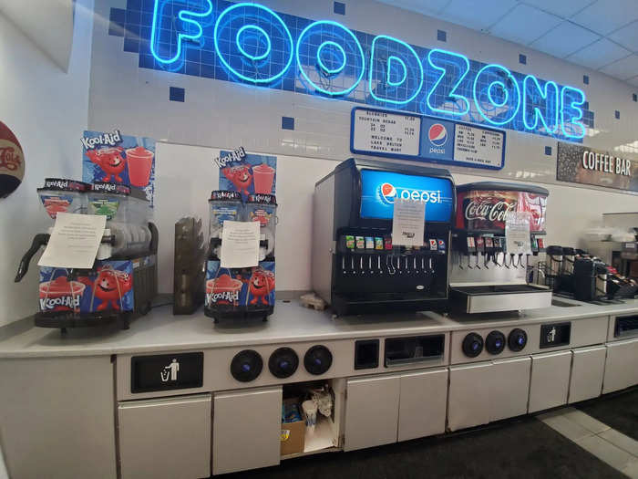 At every gas station we visited, including the one that was attached to the Dunkin, the self-service drinks were out of service.