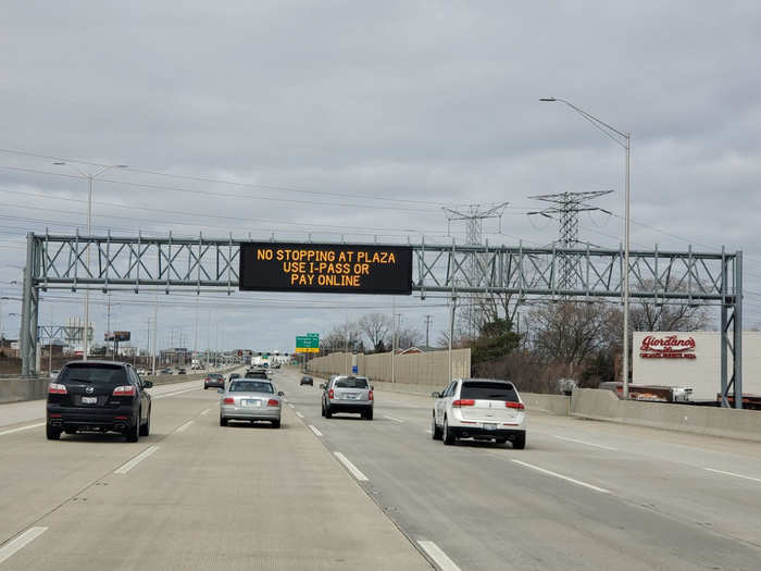 Signs urged people to pay their tolls online if they didn