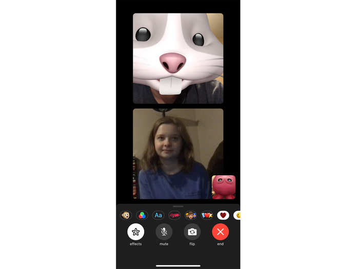 Callers with an iPhone X or later, an iPad Pro 11-inch, or iPad Pro 12.9-inch can use the effects button to add Memoji and Animoji.