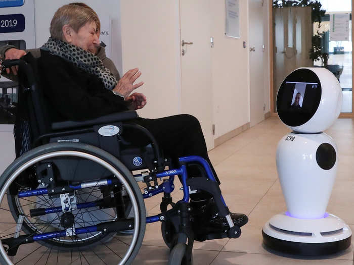 The robot has video and audio so people can still talk while sheltering at home, keeping the most vulnerable people socially connected.