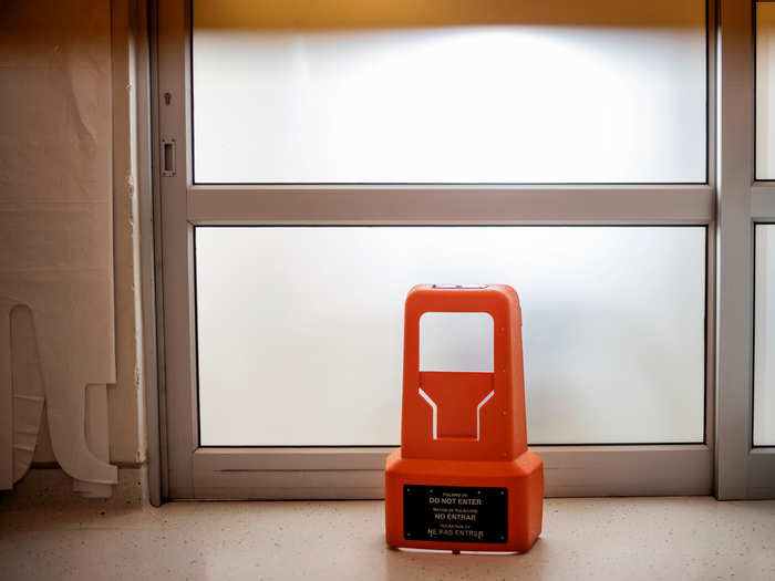 A hospital in Johannesburg, South Africa is using a UV light robot to disinfect the facility.