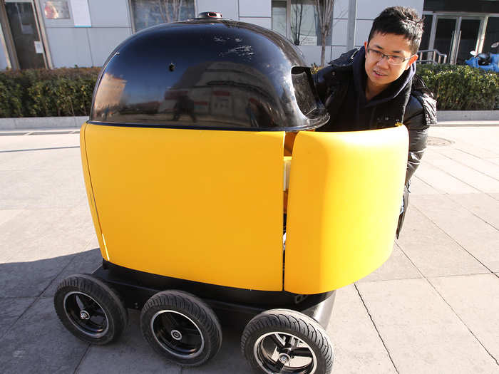 Beijing-based Zhen Robotics says that its yellow robots are in demand to deliver groceries and patrol malls for people not wearing face masks.