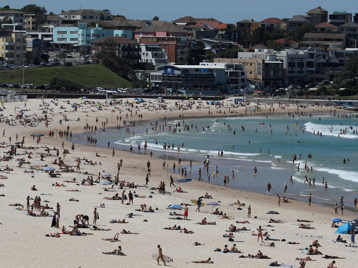 Hundreds of Australians gathered at popular Bondi Beach in Sydney on March 20 despite the country