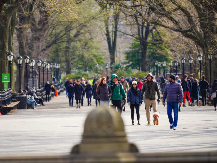 New York City residents gathered in Central Park the day that New York