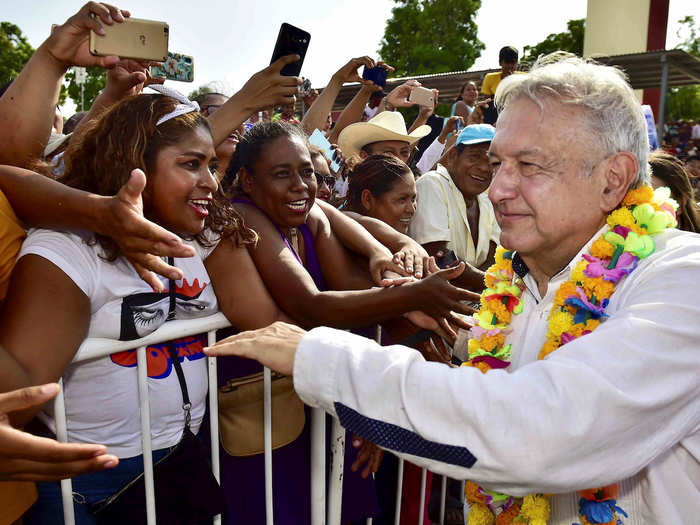 On March 15, President Andres Manuel Lopez Obrador was still seen hugging and kissing supporters at a rally in Autla de Los Libres.