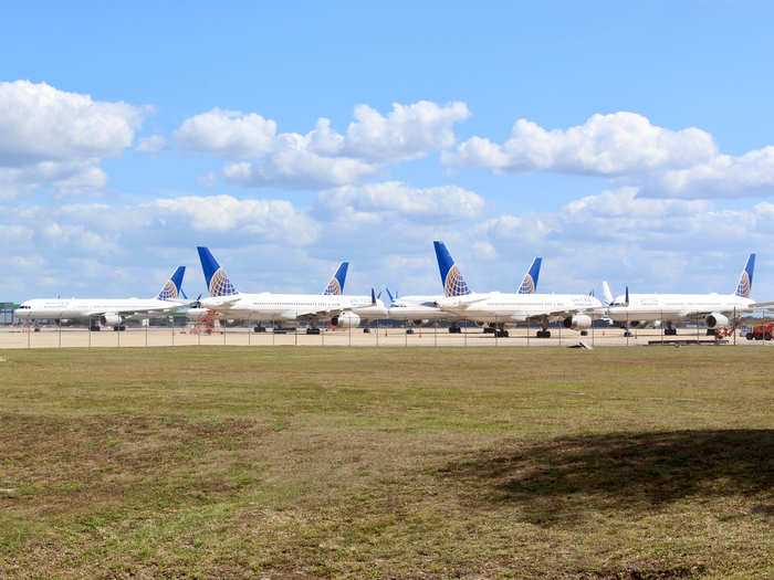 One location where United is storing its jets is Orlando International Airport, an outstation for the Chicago-based airline.