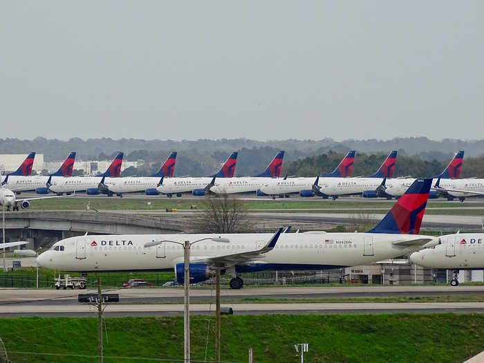 Back in the US, Delta Air Lines has converted its busiest hub into a storage facility by parking planes at Hartsfield-Jackson International Airport in Atlanta.