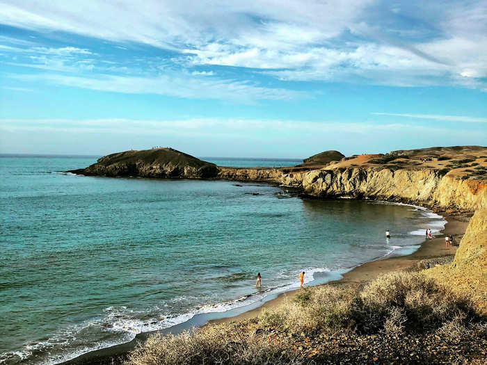 Then on to the sand dunes at Taroa, then to see the sunset at another beach, Punta Aguja. We wore bathing suits, but never got in the ocean. The water was glacial, a stunning contrast to so much sun and sand.