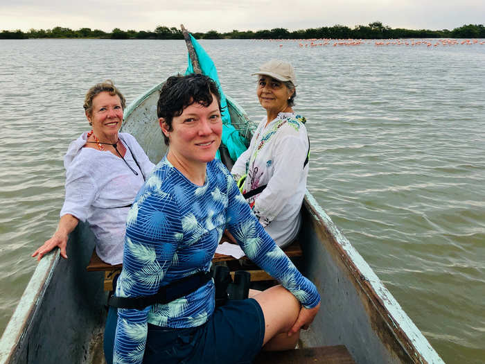 We rose before dawn to meet our birdwatching guide. Motorized boats are prohibited in Camarones Bay, so he took the three of us out in a canoe made from a single tree trunk.