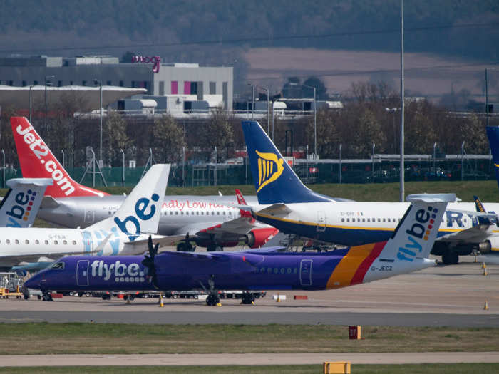 Aircraft of now-defunct regional carrier FlyBe can also be seen at the airport. The airline was the first to collapse following the outbreak of coronavirus in Europe.