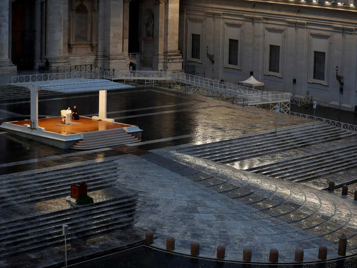 Pope Francis, however, decided to deliver the address as a message of hope to Catholics around the world battling the coronavirus outbreak. The service was titled: "An Extraordinary Prayer in the Time of Pandemic."