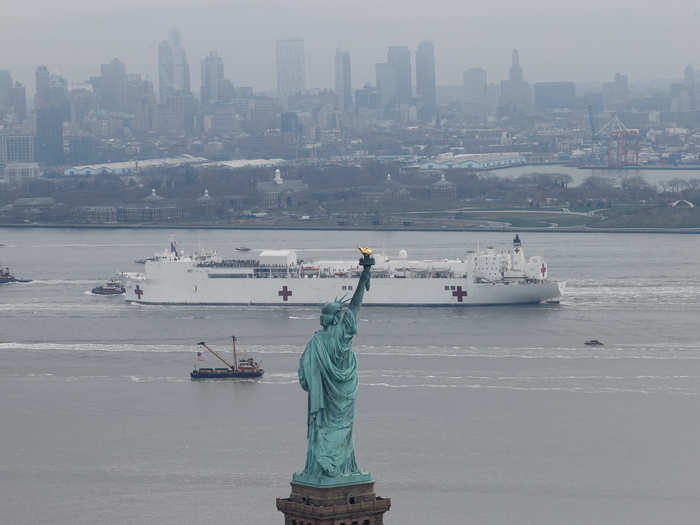 The 1,000-bed Navy hospital ship USNS Comfort has arrived in New York to support the city in its fight against the coronavirus