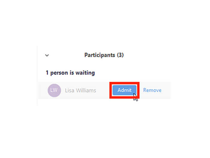 Once the meeting has started, people can be admitted from the waitlist under "manage participants."