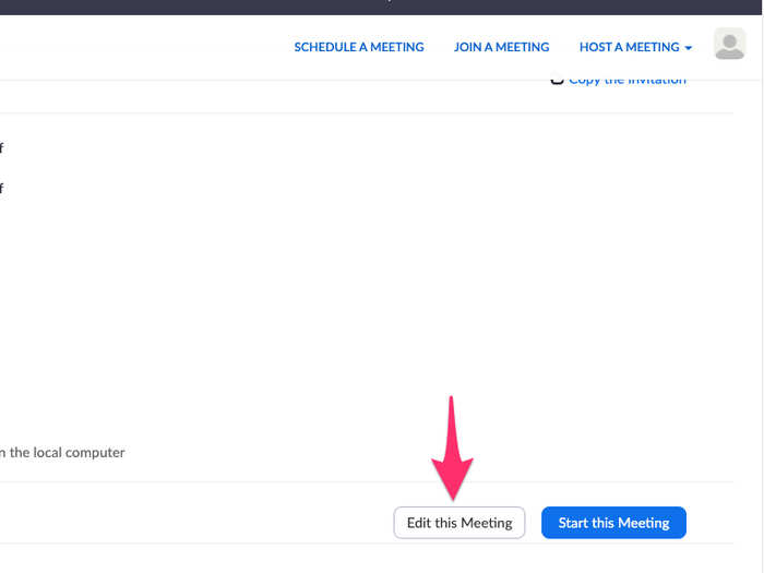 Click edit this meeting.