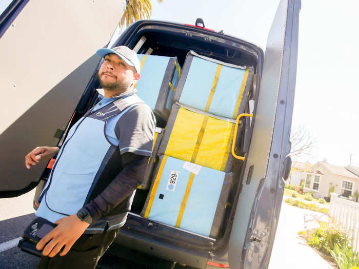 According to Alvarado, the van and the storage bins were not cleaned before his shift, and there are no gloves or masks — just hand sanitizer, but only sometimes.