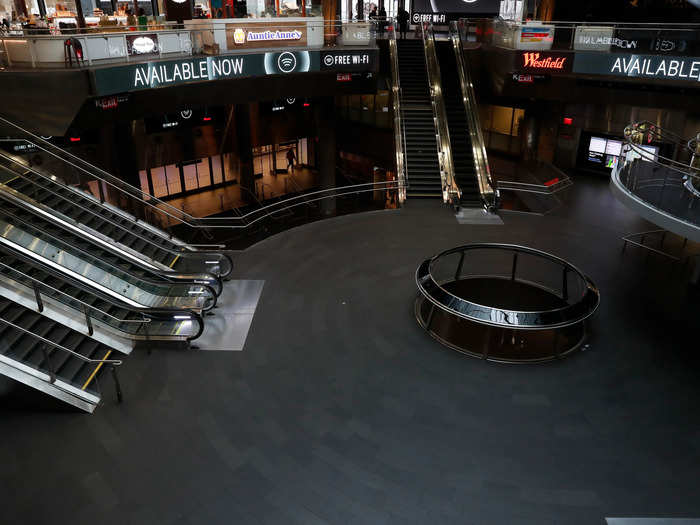 The New York City subway system is still running for essential workers and necessary travel, but many stations have been left looking abandoned.