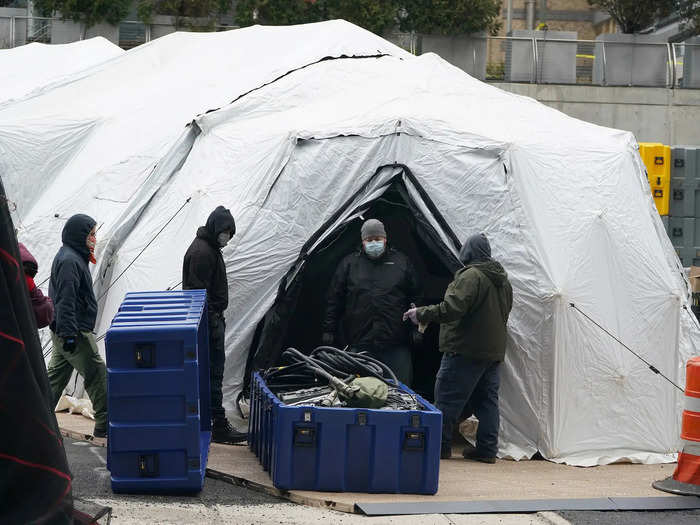 For the first time since 9/11, New York City has set up makeshift morgues outside of hospitals using refrigerated trucks and tents, in preparation for mass coronavirus casualties.