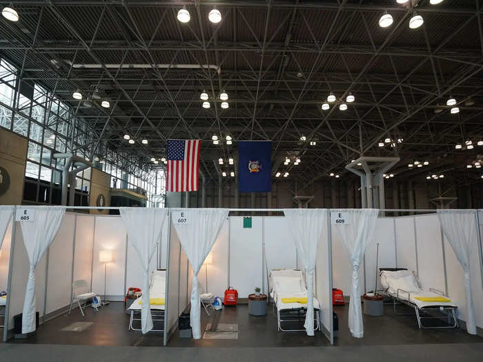 To relieve this, the the Army Corps of Engineers is building makeshift hospitals around the city. They transformed the Jacob K. Javitz Convention Center in Manhattan into a 1,000-bed hospital that opened to patients on Monday.