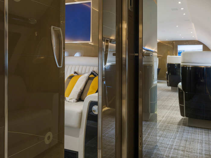 When privacy is required, the lounge doors can be shut, isolating it entirely from the rest of the plane.