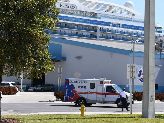 One person was immediately rushed off the ship and taken in an ambulance to the hospital.