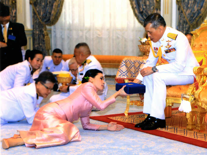 Maha Vajiralongkorn is a known womanizer. He has four wives and has fathered seven children by three women. He is also avid cyclist and reportedly gave his pet poodle a four-day Buddhist funeral. It is unclear whether his wives are with him in Germany.